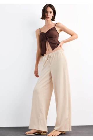 Defacto Relax Fit Normal Bel Düz Paça Bürümcük Pantolon G1101ax25smbg286 Bej