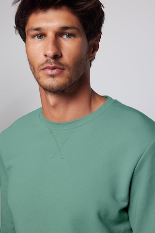 Tudors Unisex Relax Fit Rahat Kesim Pamuklu Basic Yeşil Bisiklet Yaka Sweatshirt-32060-yeşil Yeşil