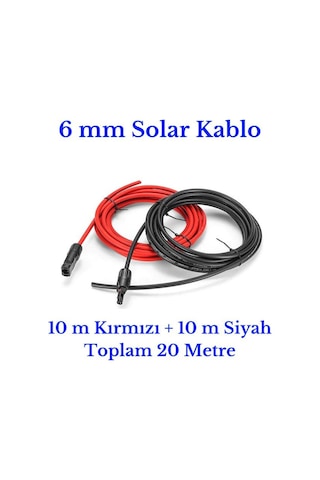 6 mm Mc4 Soketli 20 Metre (10m+10m) Güneş Paneli Solar Kablo