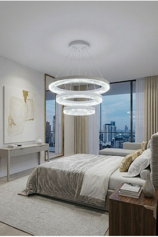 Lumia Lighting Yonca Model Gümüş Kumandalı 3"lü Ledli 3 Renk Modu Kristal Salon Mutfak Yatak Çocuk Odası Avize Beyaz