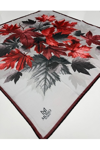 Mono Scarfs Soft Pamuk Eşarp-90 X 90 -06109 Beyaz-bordo