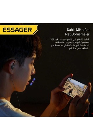Essager Pro Seri Gaming Hifi Kulaklık Mikrofonlu, Yüksek Ses Kalitesi, Kristal Ses Sistemli Kulaklık Oyun Kulaklığı Mikrofonlu