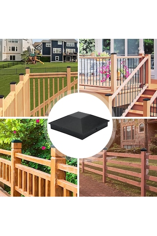Samdoo 10 Adet 102x102mm Abs Ahşap Çit Kolu Kapakları - Su Ve Uv Koruyucu, Kiriş Çatlak Ve Çürümeyi Önleyen Siyah Fence Post Korumaları