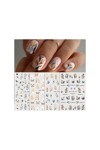 Nailist Floral Çiçekli Seri - Altın Yaldızlı Yapışkan Tırnak Sticker Nail Art Tırnak Dövmesi 77069756