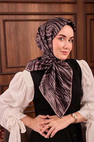 Silk Home Tivil İpek Eşarp Ist 11495 - 01 Füme Zebra Desen Füme