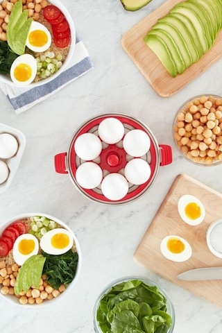 Dash Rapid Yumurta Pişirici + Mini Waffle Makinesi Premium Kahvaltı Seti Waffle Makineleri Kırmızı 3