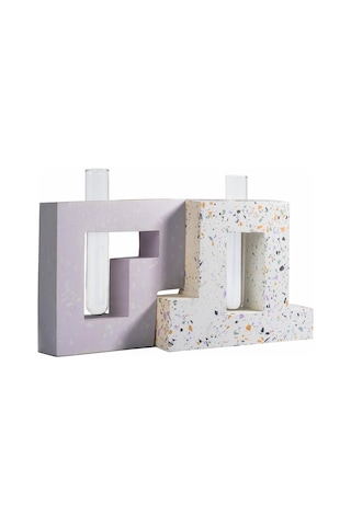 Terrazzo Desenli İkili Vazo Seti