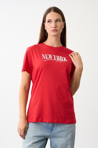 Alexandergardi Oversize Geniş Kalıp Bisiklet Yaka Baskılı T-shirt Kırmızı