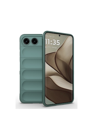 Tecno Spark 40 5g Kılıf Esnek Tpu Oyuklu Arka Yüzey Tasarımlı Zore Etnik Silikon Kapak Koyu Yeşil