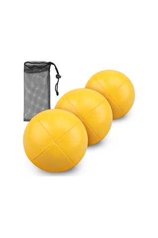 Konesam 3 Adet Sarı Pu Halka Topu 6.5cm - Dayanıklı, Su Geçirmez, Taşınabilir Ağ Çantasıyla - Çocuk Ve Yetişkinler İçin Başlangıç Seviyesi