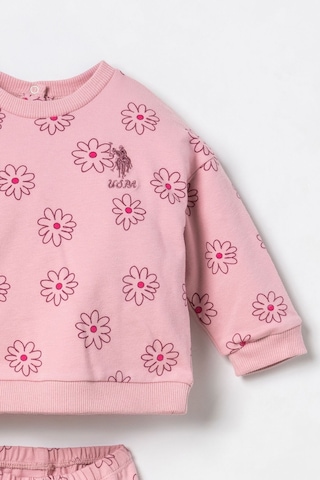 U.S. Polo Assn. Nakışlı Kız Bebek Pembe Uzun Kol Pijama Takım Usb3247-c-v1 Usb3247-c-v1