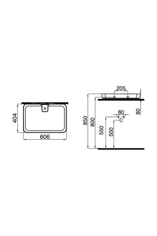 İdevit Slim Dikdörtgen Lavabo 40X60
