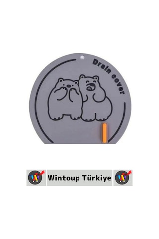 Lavabo Banyo Mutfak Pas Küf Tutmaz Ayı Figürü Koku Önleyici Kulplu Esnek Silikon Gider Kapağı 2 Adet