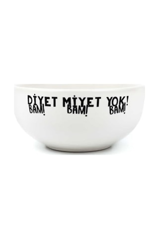 Diyet Miyet Yok Krem Seramik Kase - Hediye Seramik Kase