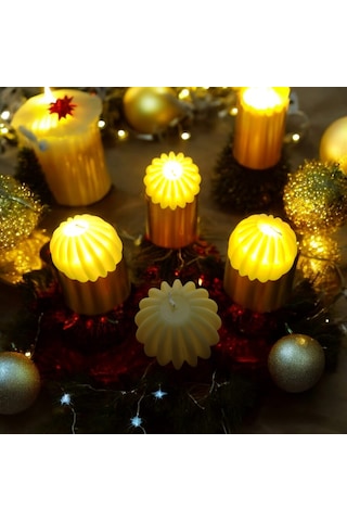 Vıp Kalite Led Işıklı Mum 6 Adet Yılbaşı Noel Mumu Pilli Gün Işığı Mum 6 Yılbaşı Mumu Süsleri Gün Işığı