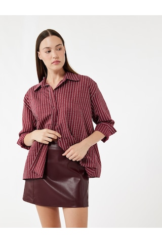 Koton A Kesim Suni Deri Mini Etek Bordo 6wak70014uw Bordo