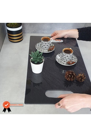 Decorita Cam Tepsi Black Rock 29Cm X 52Cm