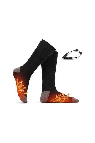 Willowhaven Kış Elektrikli Isıtma Çorapları Soğuk Hava Isıtmalı, Pamuklu, 35-44 Cn, Siyah/gri, Powerbanklı Siyah