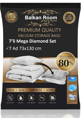 Balkan Room Vakum Hurcu 7 Li Mega Diamond Set Vakumlu Hurç Şeffaf