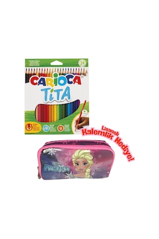 Frozen Lisanslı Kalemlik Hediyeli - Carioca Tita 24'lü Kuru Boya Seti Kırmızı