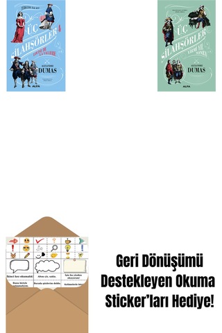 Üç Silahşörler 4 - Louise De La Valliere + Üç Silahşörler Yirmi Yıl Sonra Ciltli + Okuma Sticker'ları