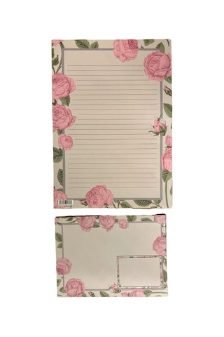 Çiçek Desenli Mektup Kağıdı Ve Zarf Seti - 10 Farklı Tasarım Vintage & Modern Floral Yazışma Seti
