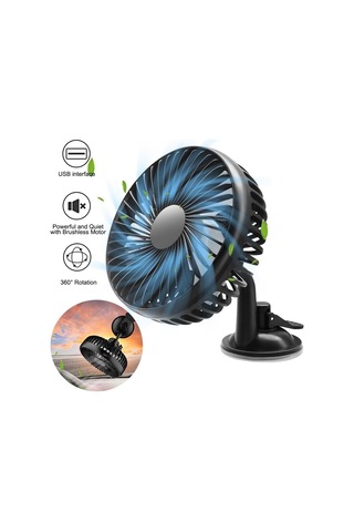 12v/24v Mini Araba Fan Abs Siyah Siyah Otomobil Tek Kafa Fan Usb Evrensel Araba Fan Vantuz 360 Derece Soğutma Fanı