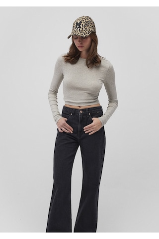 Mavi - Uzun Kollu Gri Crop Basic Tişört 1612822-88467 Gri