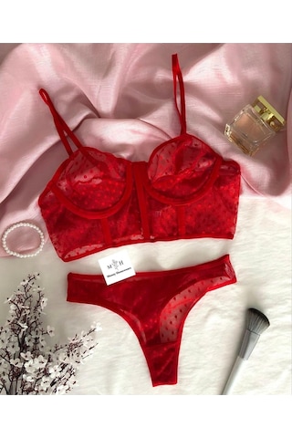 Mh Moony Homewears Premium Kırmızı Yarım Korse Bralet Takımı Kırmızı Mh Moony Homewears Premium Kırmızı Yarım Korse Bralet Takımı Kırmızı