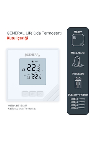 Mitra Ht15s Rf Kablosuz Oda Termostatı - Beyaz