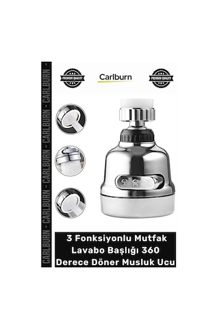 Özel Üretim Tasarruflu Esnek Krom 3 Fonksiyonlu Mutfak Lavabo Başlığı 360 Derece Döner Musluk Ucu Beyaz - Sarı