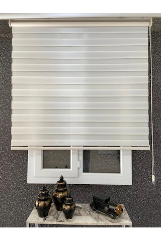 Ithal Bambu Ekru Zebra Stor Perde Eteği Düz 1.kalite Alüminyum Kasa Metal Ayak Ekru
