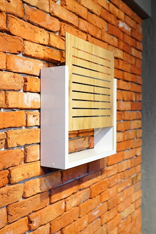 Modem Saklama Kutusu Sürgülü Yukarı Açılır 35y 40g Çizgili Meşe