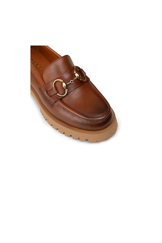 Deery Kadın Hakiki Deri Taba Renkli Tokalı Loafer - 02037ztbae01