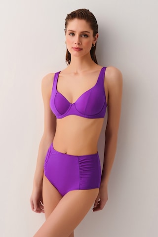 Suwen Yüksek Bel Pileli Bikini Alt Sbn26700c099 Mor