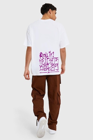 Gang Serıes Erkek Beyaz Oversize Street Graffiti Baskılı T-shirt Beyaz