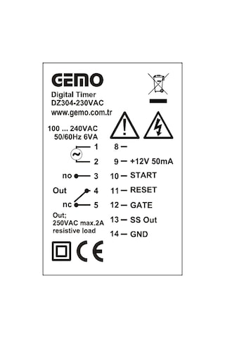 Gemo Dz304-230vac ,48x48mm 110v..220vac Kontak-1a1k Fonkisyonel Zaman Röle