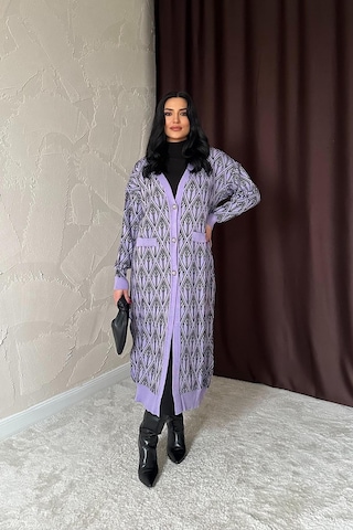 Alemdarshop Lila Düğmeli Triko Hırka