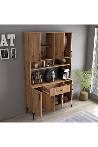 Tanmob Mdl0402 Alt Üst Çok Amaçlı Dolap 8 Kapaklı Çekmeceli Raflı