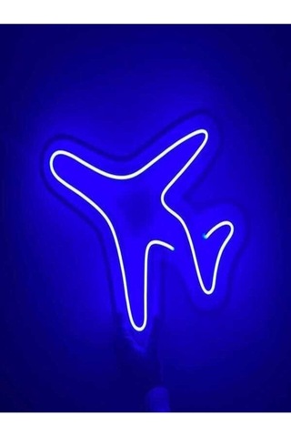 Twins Led Uçak Figürü Minimal Neon Işıklı Pleksi Tabela Mavi Model:model:16273366 Mavi