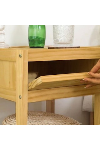 Doğal Ahşap Çekmeceli Komodin 1. Sınıf Masif Çam Ağacı 35x35x50