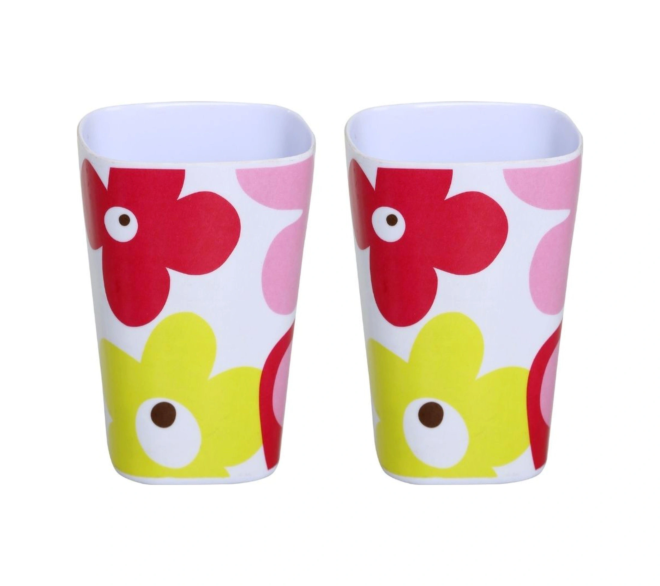 2 Adet Kalemlik Kırmızı Papatya Desenli Ofis Gereci 7x7x11cm 300ml Çok Renkli