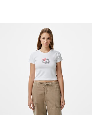 Converse Classic Kadın Slim Fit Baskılı Beyaz T-shirt