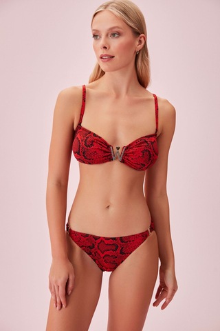 Suwen Red Snake Detaylı Desenli Bikini Alt Sb254451025d1025 Kırmızı Yılan Desenli