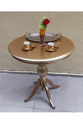 Fiskos Sehpa Eko 90503 Baba 4ayak 65 Cm Hareketli Mdf Tabla Parlak Gold El Yapım
