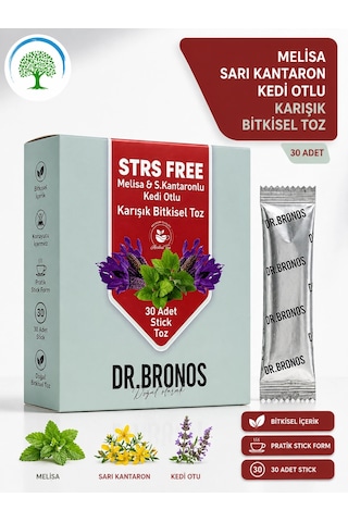 Çareburada Dr. Bronos Strs Free Melisa, Sarı Kantaron, Kedi Otlu Karışık Bitkisel Toz 30 Stick