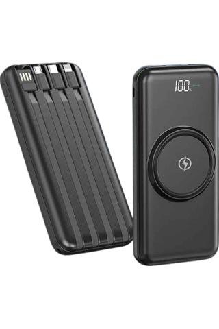 Kablosuz Çoklu Şarj Girişli 10.000 Mah Kablolu Powerbank Taşınabilir Çok Renkli