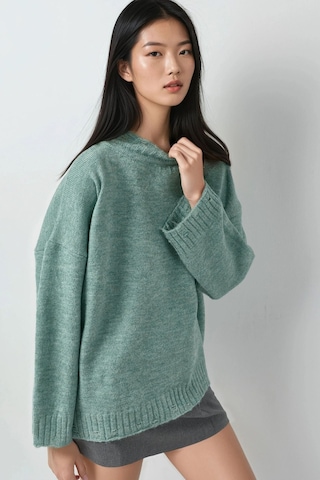 Hiccup My Fashıon Bisiklet Yakalı Oversize Triko Kazak Yeşil