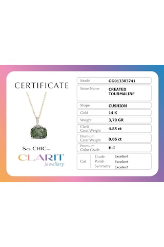 Tourmaline Taşlı Clarit Serisi 41 Cm 14 Ayar Sarı Altın Kolye