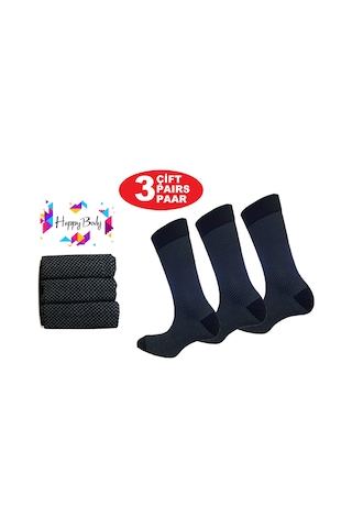 Happy Body HappyBody (Art...: 13371-4) Erkek Penye Pamuklu 3 Çift Kutulu Siyah